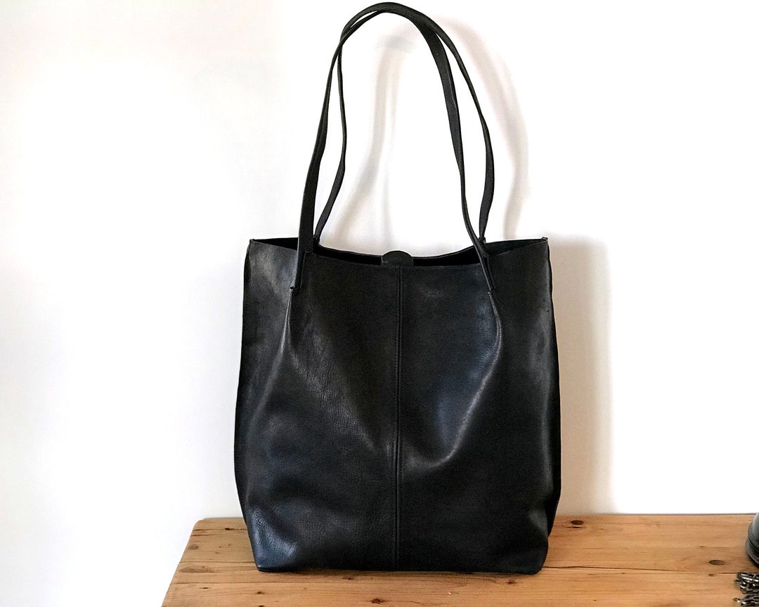 Large Leather Tote Bag Black Leather Crossbody Bag Leather - Etsy