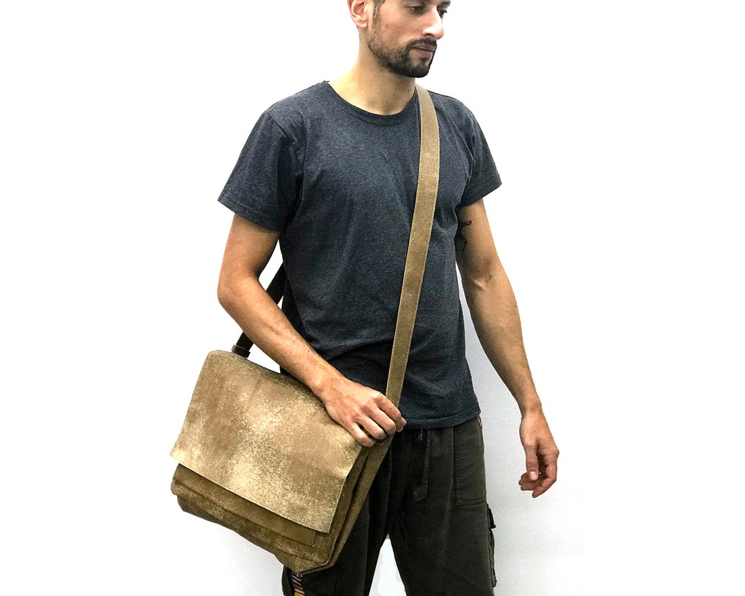 Brown Leather Messenger Bag 13 Inch Mens Laptop Bag MacBook Etsy