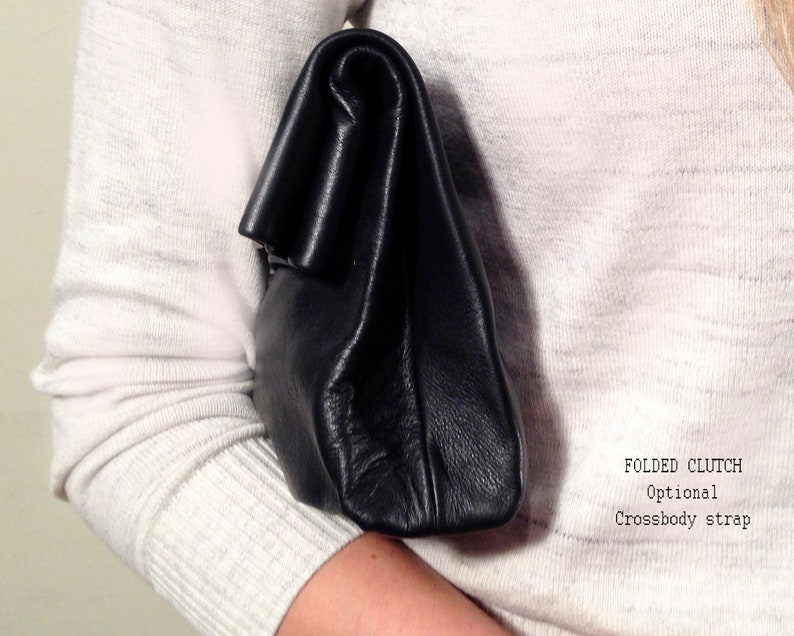 Black Leather wristlet, Wristlet Clutch, Leather clutch, Black leather clutch, leather bag, LINDA image 4