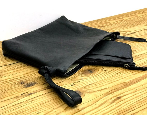 Black Leather Clutch Purse Leather Wristlet Clutch Black Women - Etsy