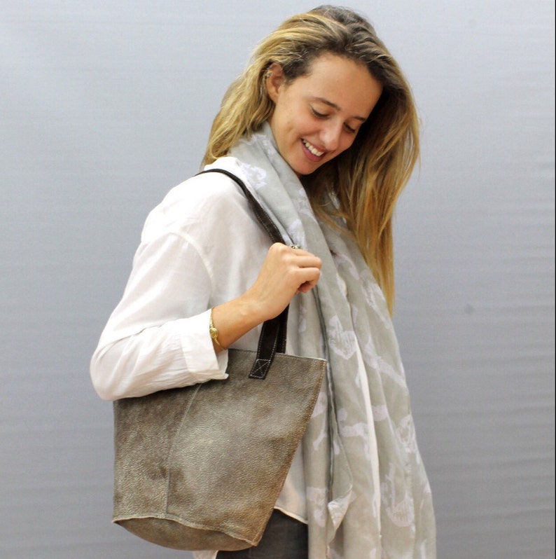 Sale!! Zipper tote bag Leather shopper tote Gray Extra large leather tote bag purse small tote bag purse handmade tote Small