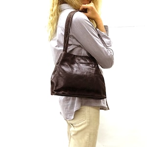 Small Leather Purse Bag Dark Brown Leather Handbag Small Shoulder bag image 2