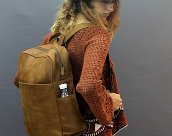 Brown Leather Rucksack, Backpack leather purse, Womens Rucksack, Leather Rucksack laptop, Leather backpack women, Work bag, office bag