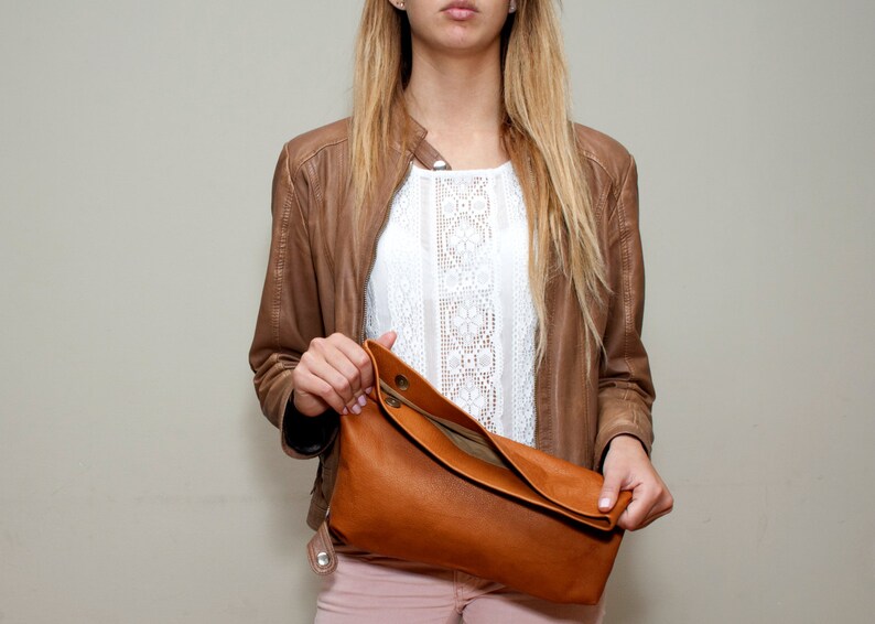 Sale Brown leather handbag Leather evening bag leather Etsy