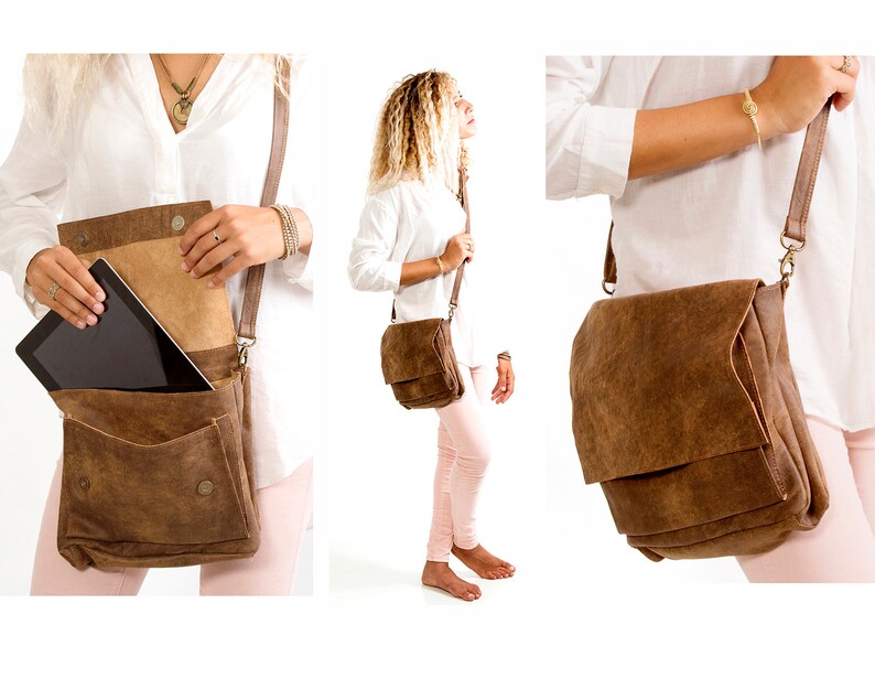 Distressed Brown Leather Crossbody Bag / Crossbody Leather Etsy