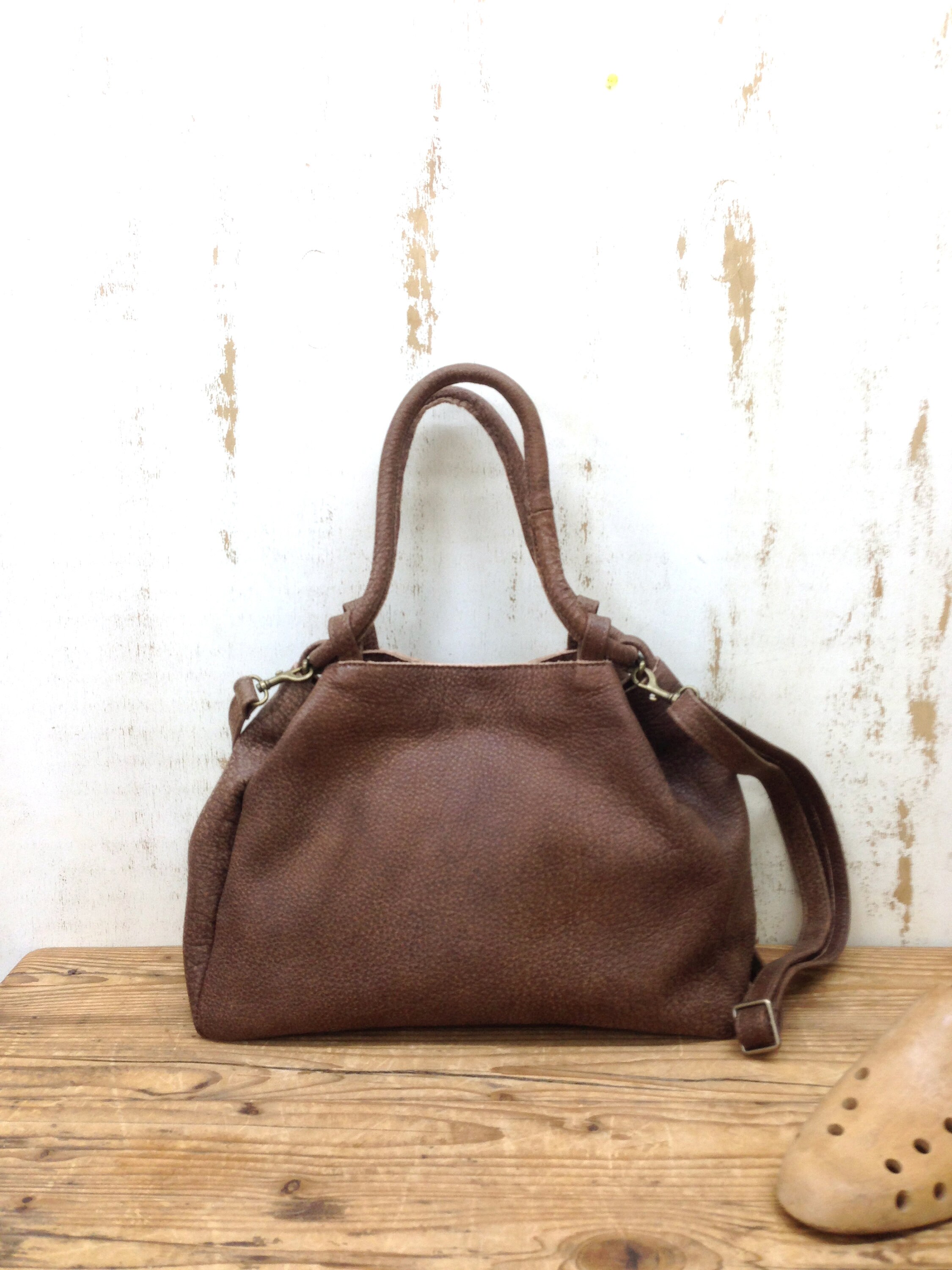 Brown Leather Hobo Crossbody Bag Slouchy Leather handbag Etsy