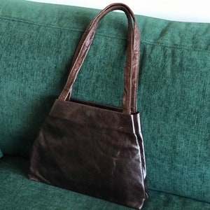 Small Leather Purse Bag Dark Brown Leather Handbag Small Shoulder bag image 1