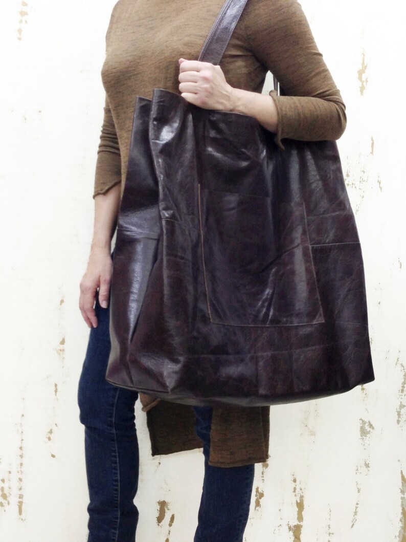 Oversized leather tote Extra large Leather Travel Bag Etsy
