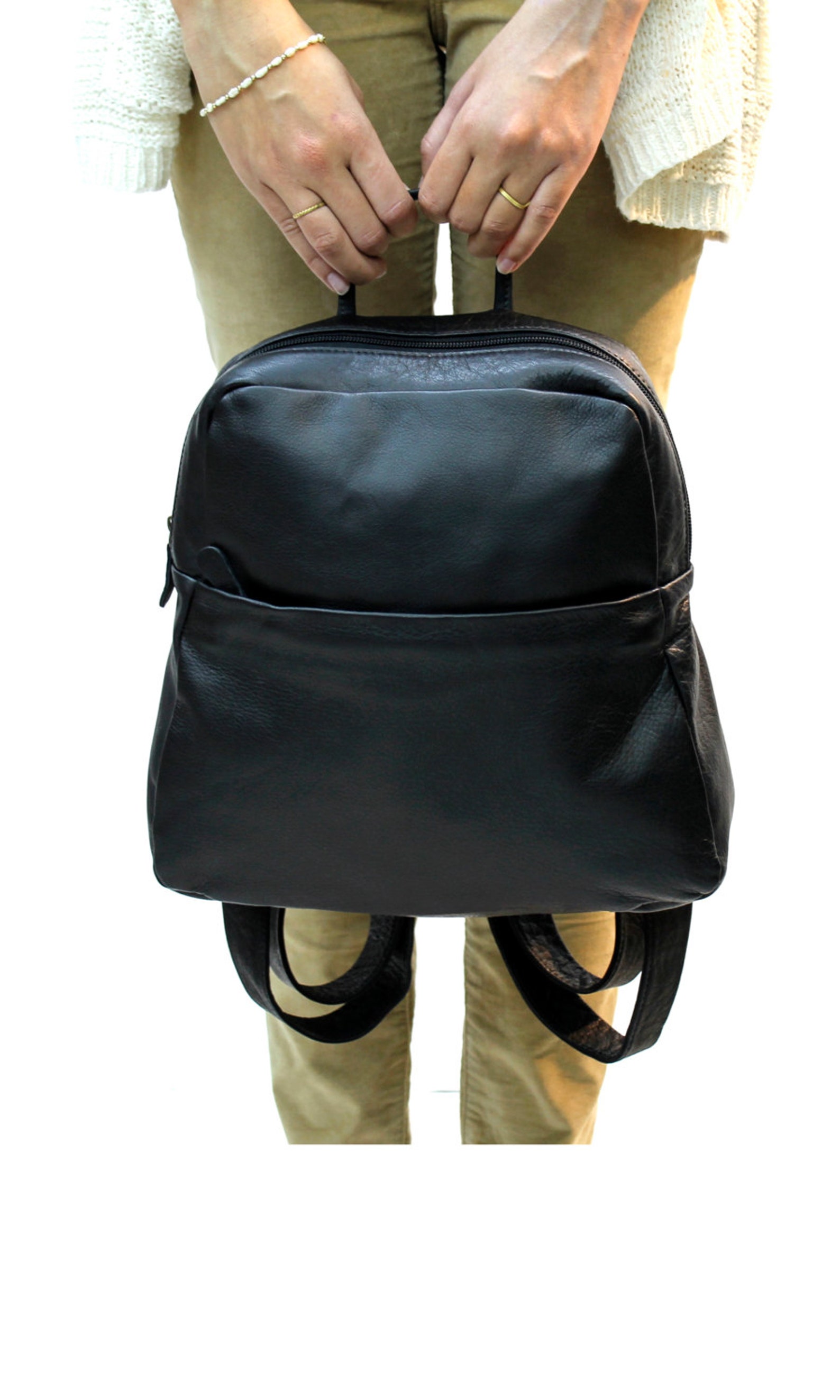 Sale Black leather backpack bag Black Leather bag women Etsy