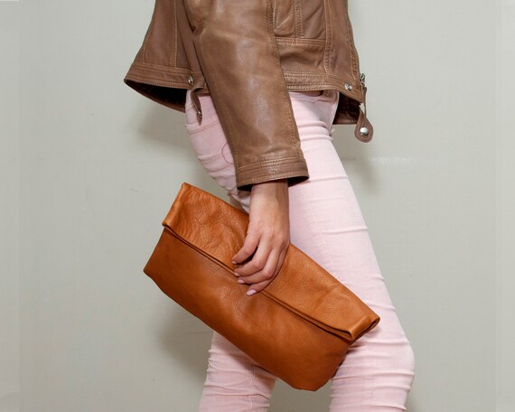 Brown Leather Clutch Foldover Purse - Brown Leather Clutch Purse Brown Leather Clutch Foldover Purse - Brown Leather Clutch Purse