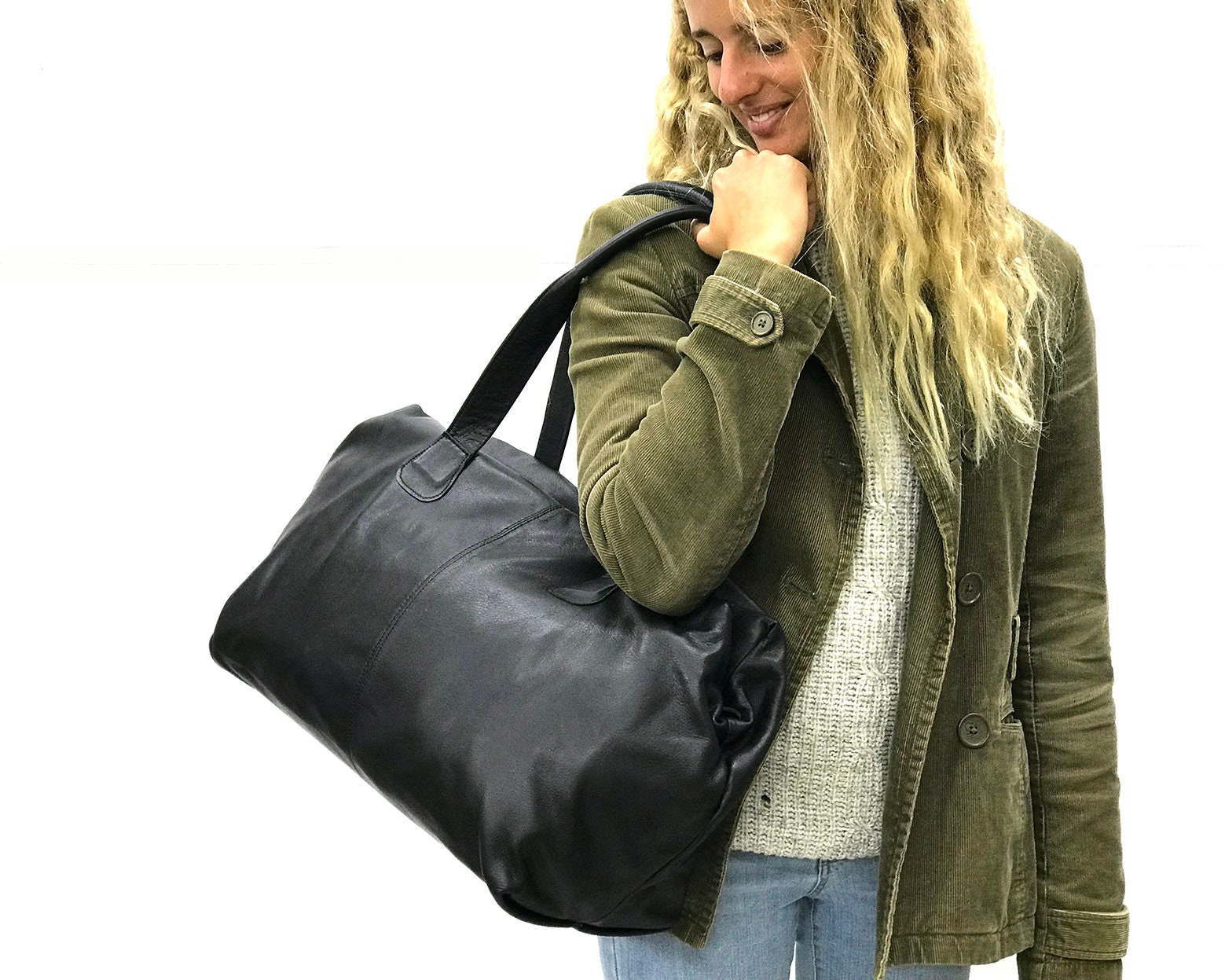 oversized leather duffle bag