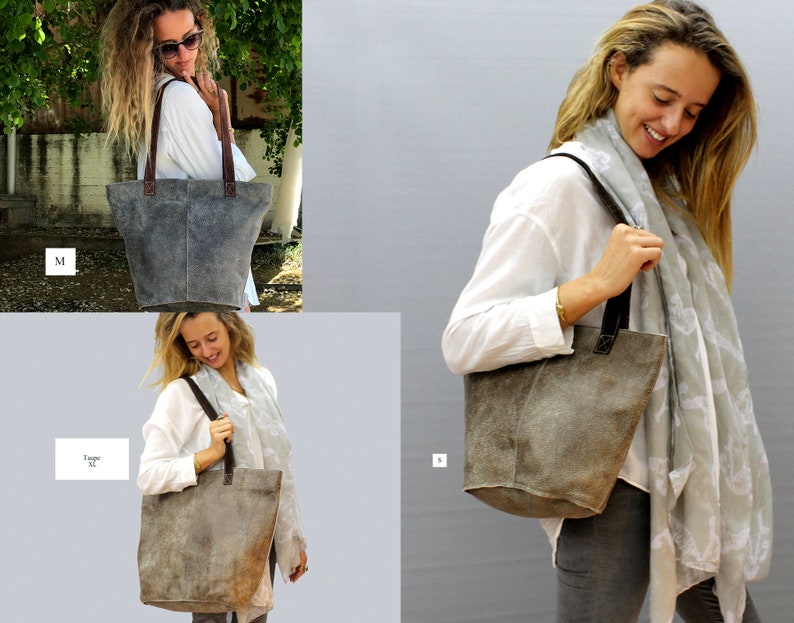 Sale!! Zipper tote bag Leather shopper tote Gray Extra large leather tote bag purse small tote bag purse handmade tote Small