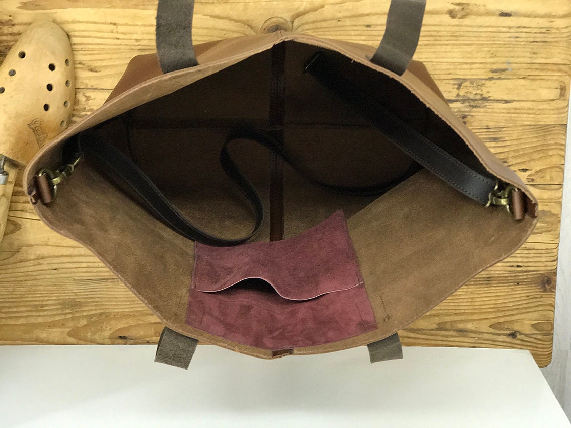 Sale Vintage brown leather tote bag Large leather hanbag Etsy