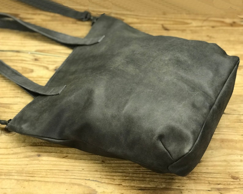 Women leather shopper tote bag Leather Crossbody tote Leather tote bag Handmade Tote Grey Leather Bag Bag tote women