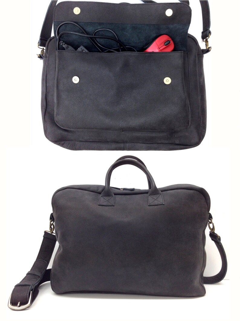 SALE Black leather briefcase Distressed mens leather Etsy