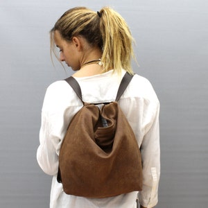 Leather Backpack Purse Convertible Crossbody Backpack Bag Soft Leather Hobo Leather Bag Women&#39;s