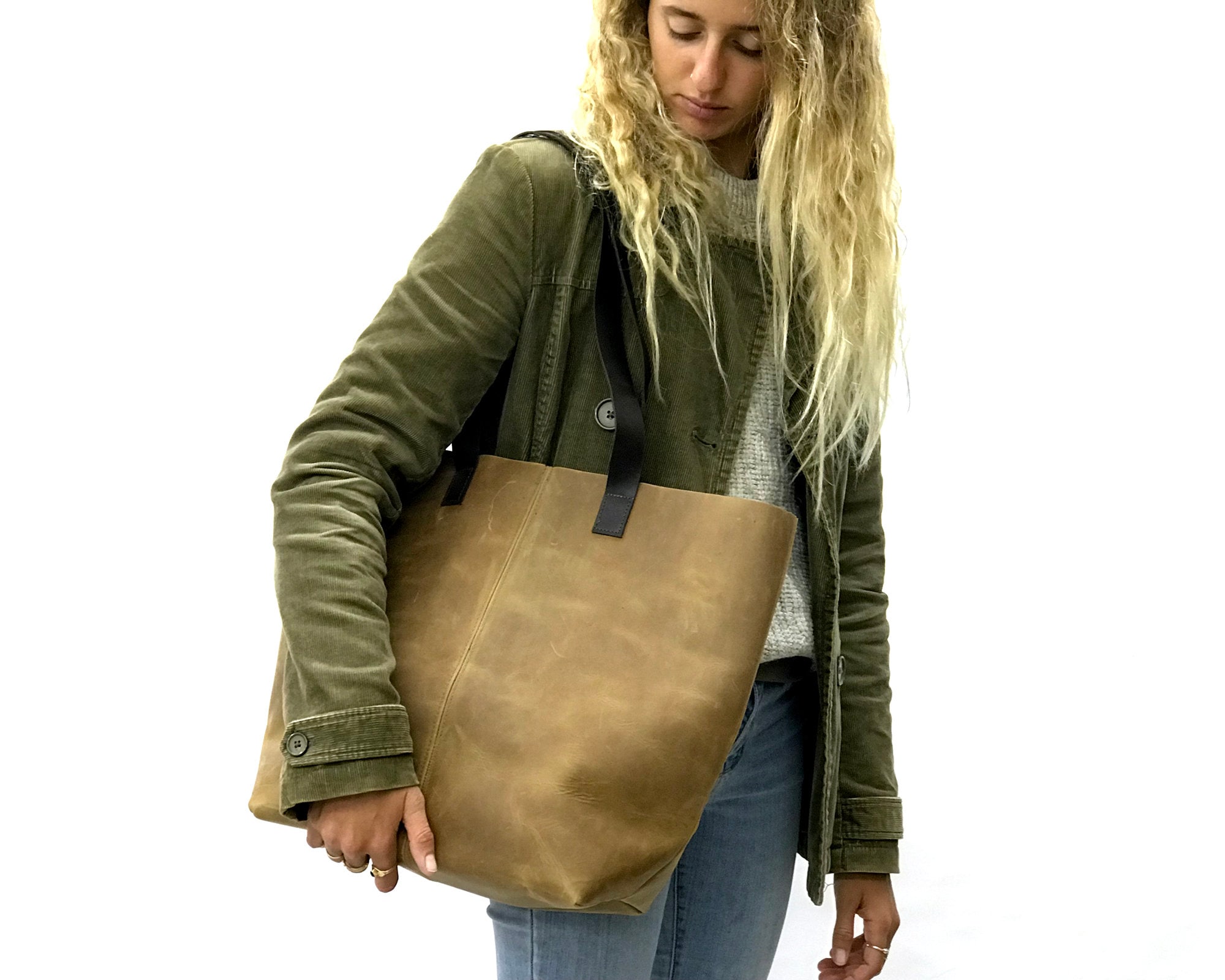 leather bucket tote bag