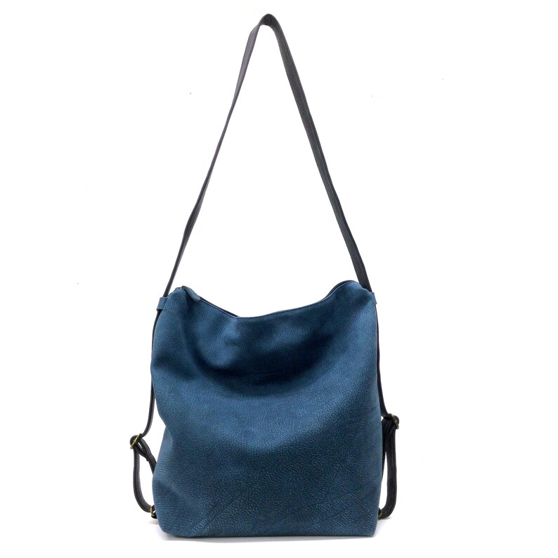 Leather backpack Crossbody convertible backpack purse Soft Grey Shoulder bag Hobo handbag Travel bag Handmade with love Distressed blue