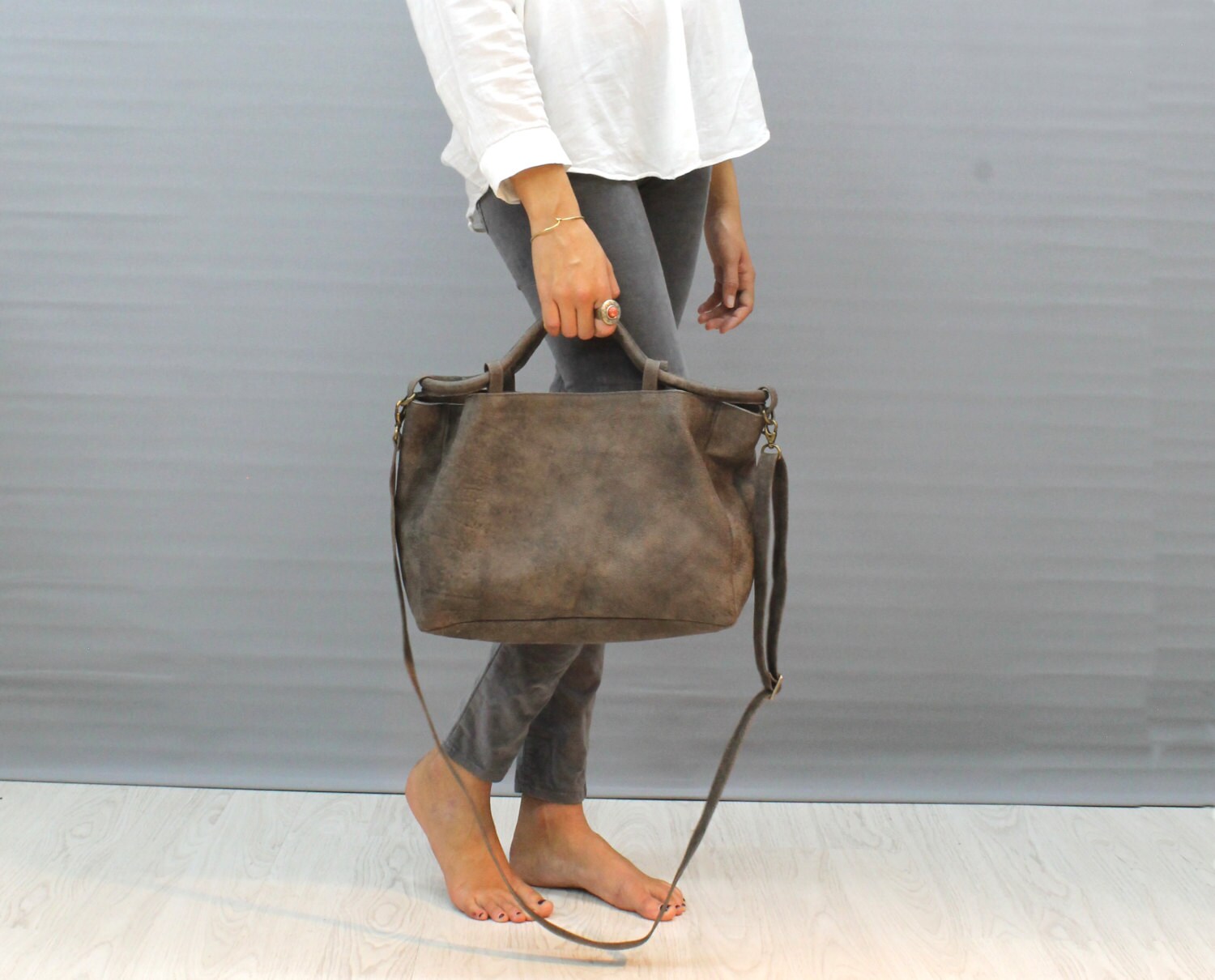 Brown Leather Hobo Crossbody Bag Slouchy Leather handbag Etsy