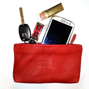 Small Red Leather Pouch Purse Small Leather Pouch Handmade with LOVE!