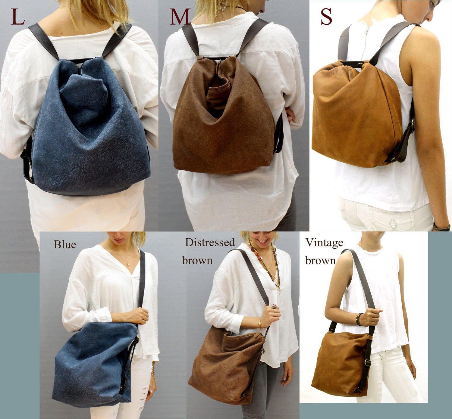 Convertible Backpack Purse Leather Hobo 