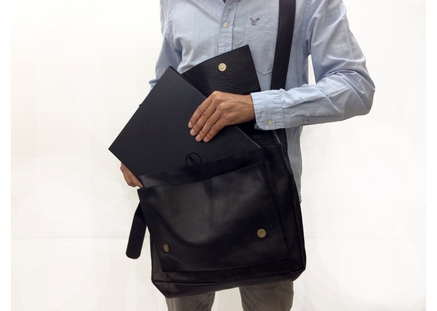 Sale Large size Leather Messenger bag satchel bag laptop Etsy