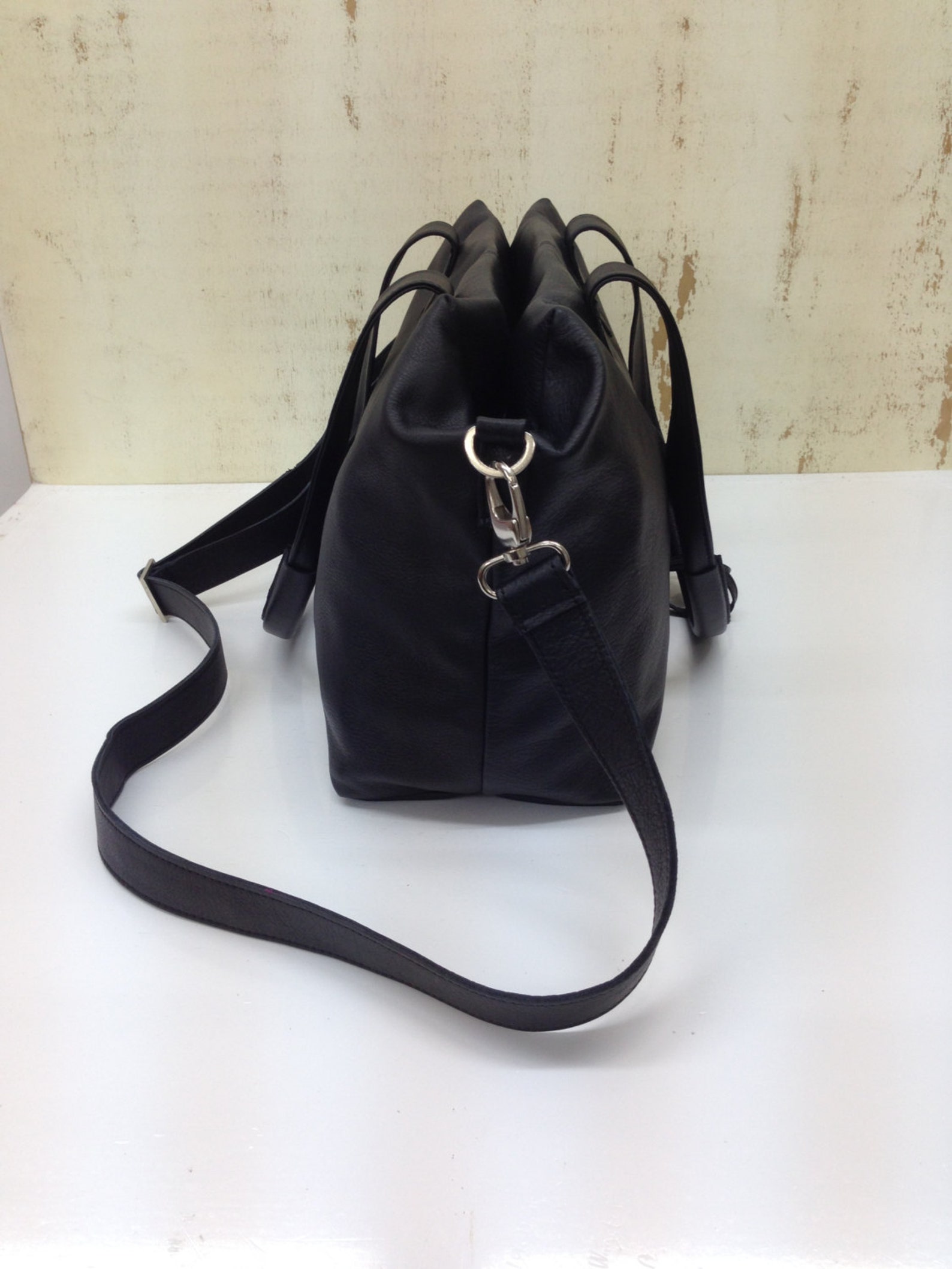 Sale Black Leather bag Medium leather bag Leather handbag Etsy