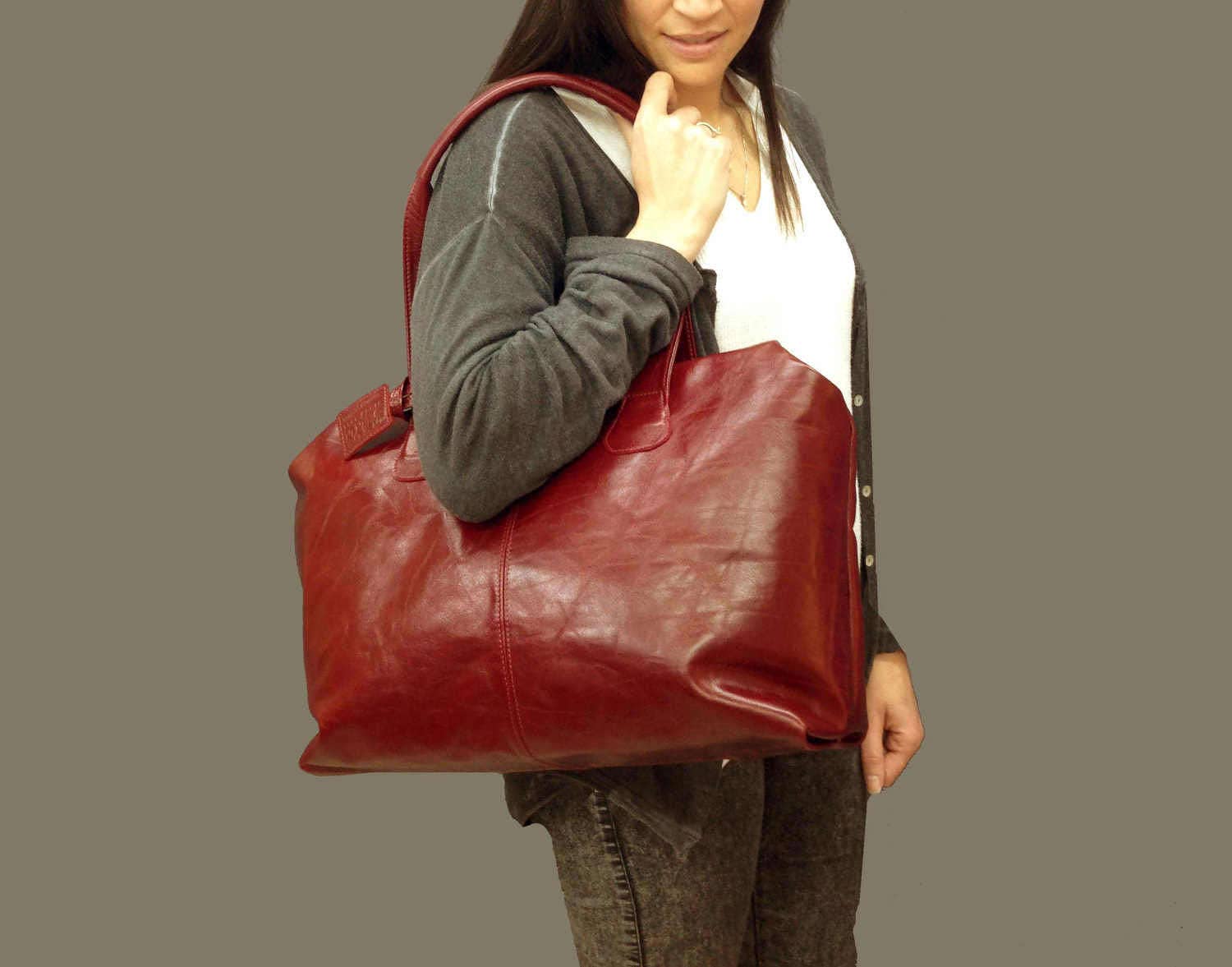 Sale Large Leather purse handbag Burgundy Leather handbag Etsy