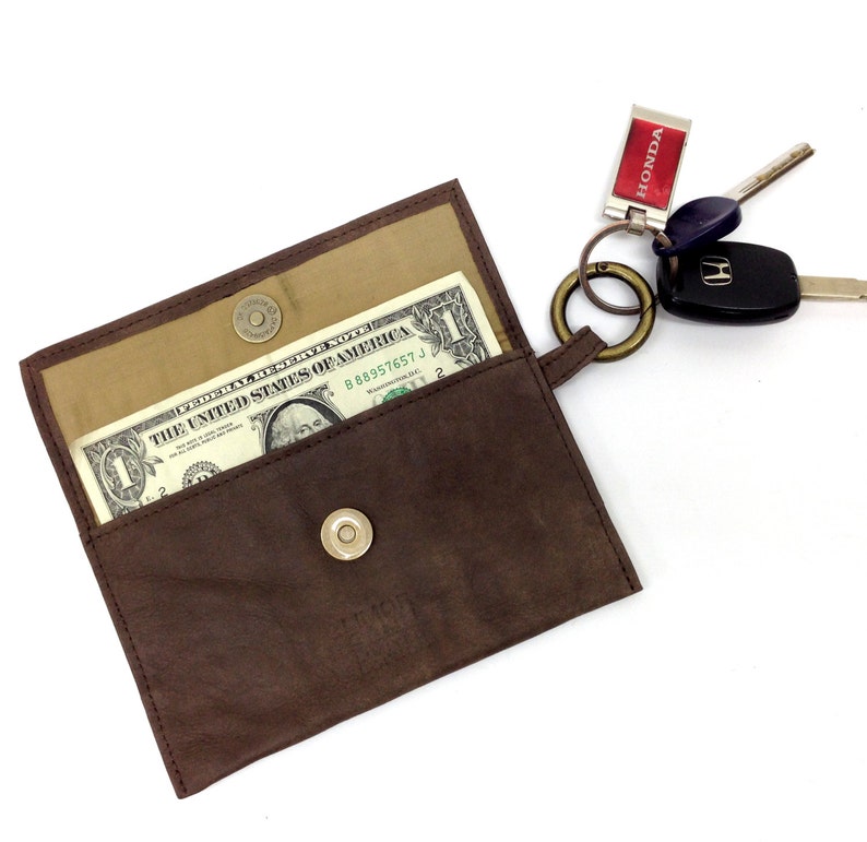 Sale Womens wallet Brown Leather Wallet on a Keychain Key Etsy