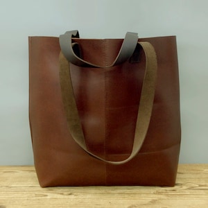 Brown leather tote bag Large Leather handbag Leather bucket bag Vintage Brown Tote, brushed sturdy handmade with love!