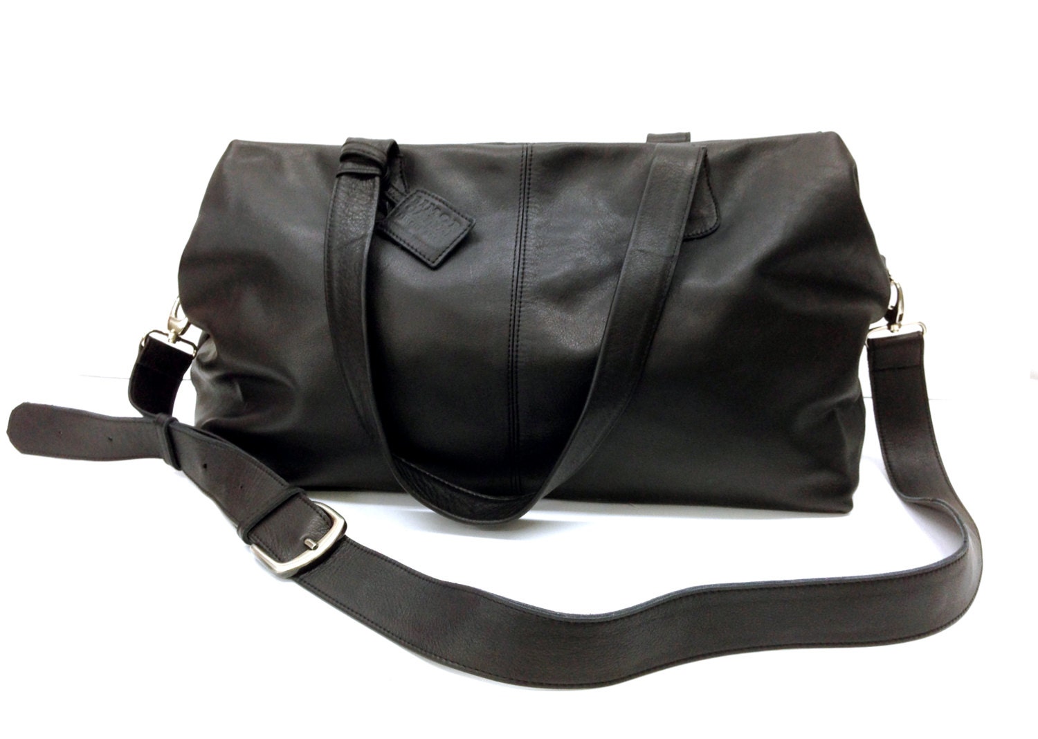 Sale Black Leather duffle bag Leather Sports Bag Gym Bag | Etsy