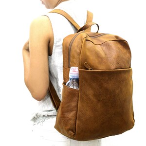 Lederrucksack 15in Laptop Rucksack Medium Lederrucksack Distressed braun Side Bottle Pockts