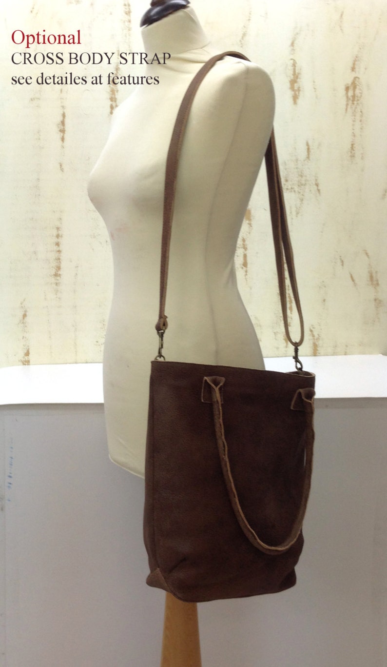 Everyday Leather Handbag Crossbody Leather Zippered Tote Etsy
