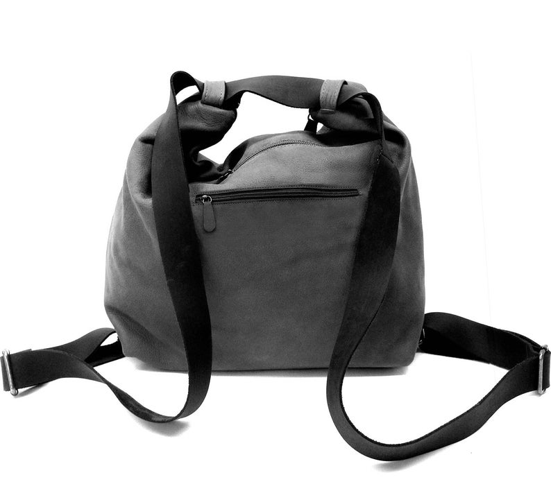 Sale Black leather backpack Crossbody convertible backpack Etsy