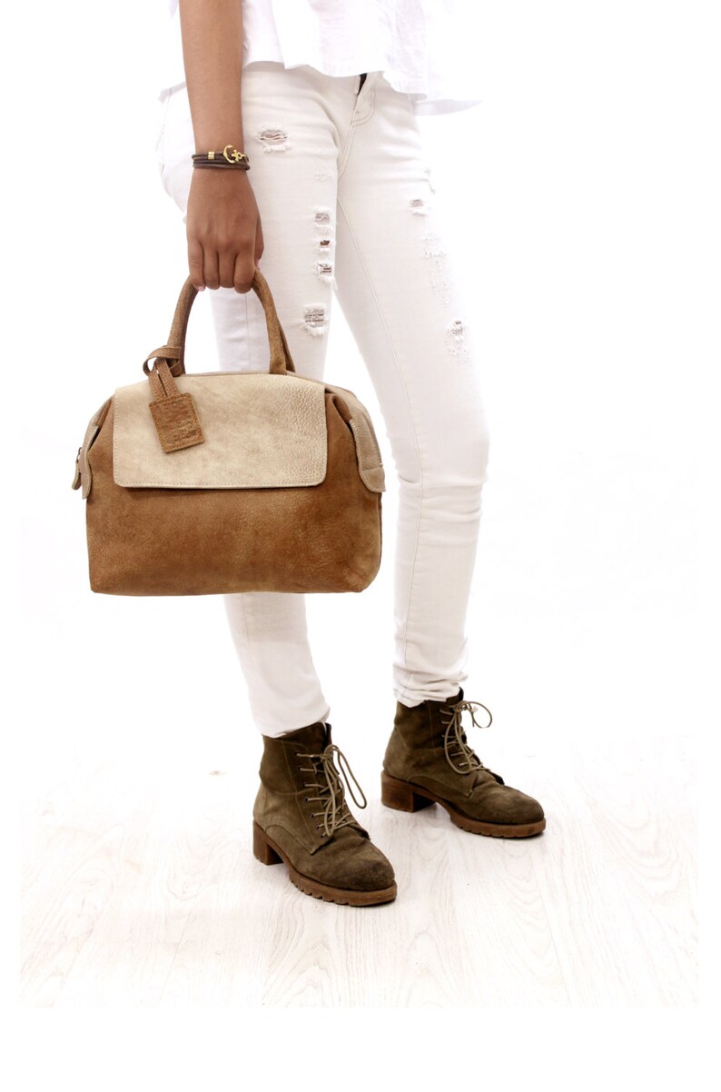 Sale Brown Small leather purse top handle bag Distressed Etsy