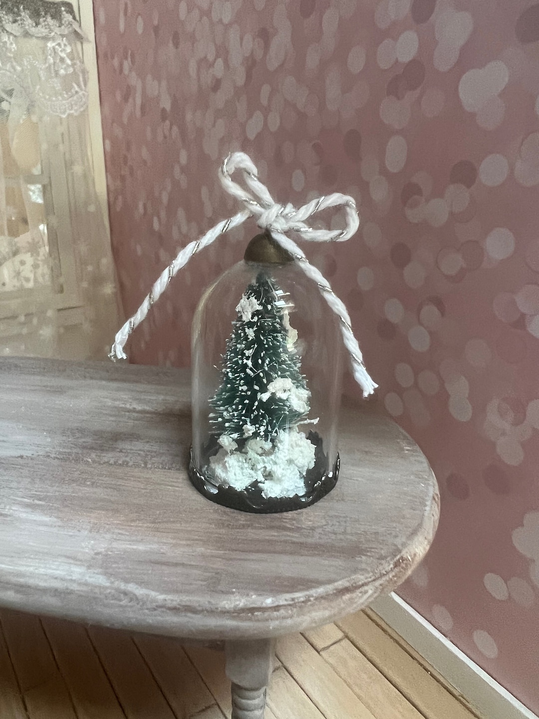 Miniature Glass Christmas Tree Cloche Etsy
