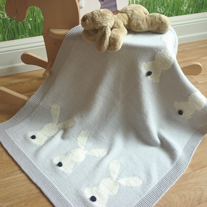 Baby Bunny Blanket Pattern - Baby Blanket Knitting Pattern - PDF in English