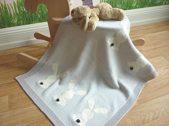 Baby Bunny Blanket Pattern - Baby Blanket Knitting Pattern - PDF in English