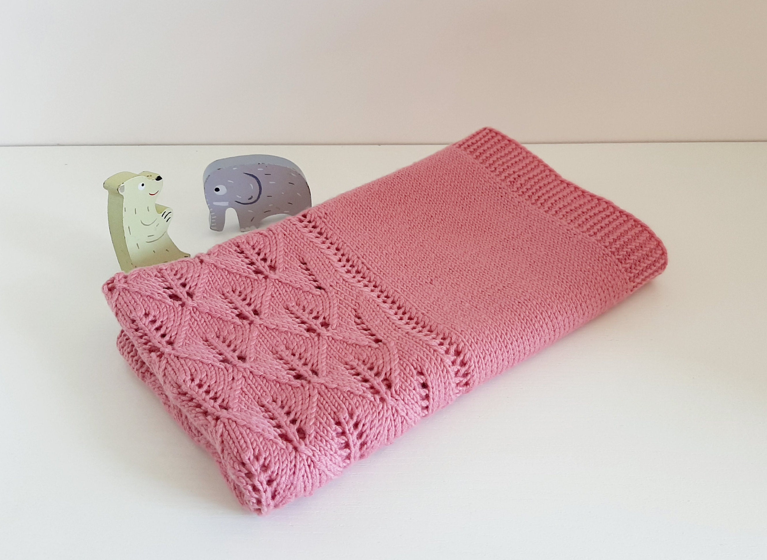 Knitted Baby Blanket / Knitted Baby Lace Blanket / Hand Knit Etsy UK