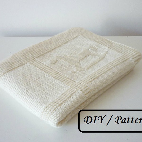 Baby blanket knitting PATTERN/ Baby blanket PATTERN / easy baby blanket PATTERN / rocking horses blanket pattern