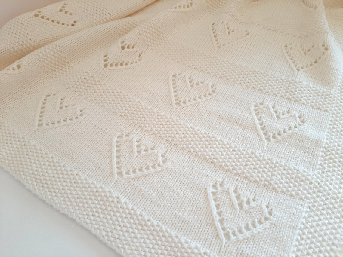 Heart Baby Blanket Knit Pattern - Beginner Friendly Heart Knitting ...