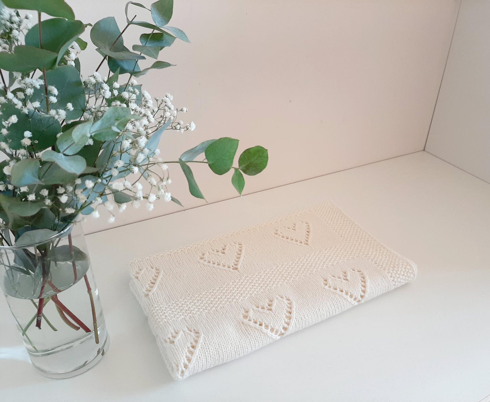 Heart Baby Blanket Knit Pattern - Beginner Friendly Heart Knitting ...