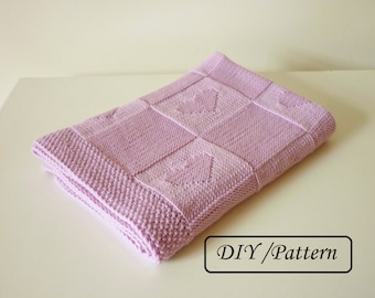 Baby blanket PATTERN /  heart baby blanket pattern / baby blanket Charlotte / easy baby blanket pattern