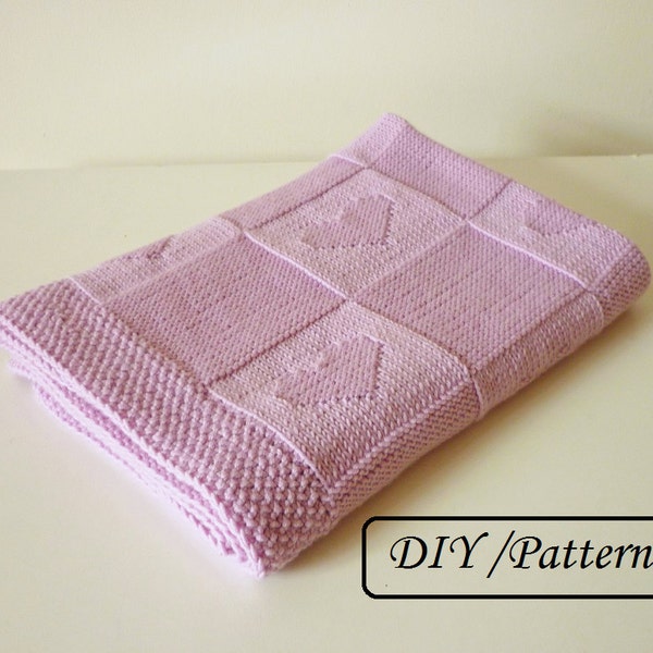 Baby blanket PATTERN /  heart baby blanket pattern / baby blanket Charlotte / easy baby blanket pattern