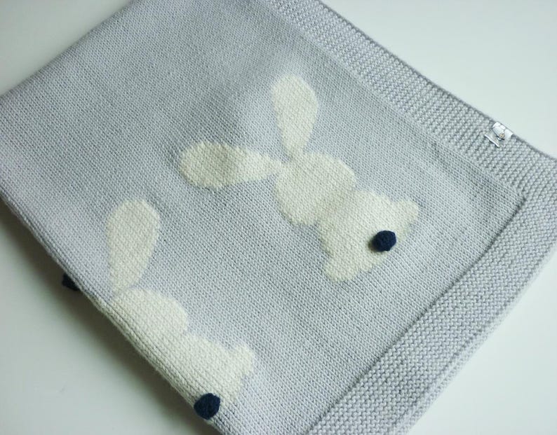 Baby Bunny Blanket Pattern - Baby Blanket Knitting Pattern - PDF in English imagen 2