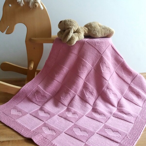 Baby heart blanket / knit baby blanket in Merino wool / Baby blanket Charlotte