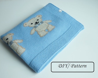 Baby blanket PATTERN / Knit baby blanket PATTERN / baby blanket knitting pattern / teddy blanket pattern
