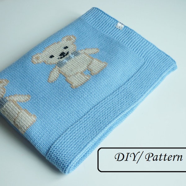 Baby blanket PATTERN / Knit baby blanket PATTERN / baby blanket knitting pattern / teddy blanket pattern