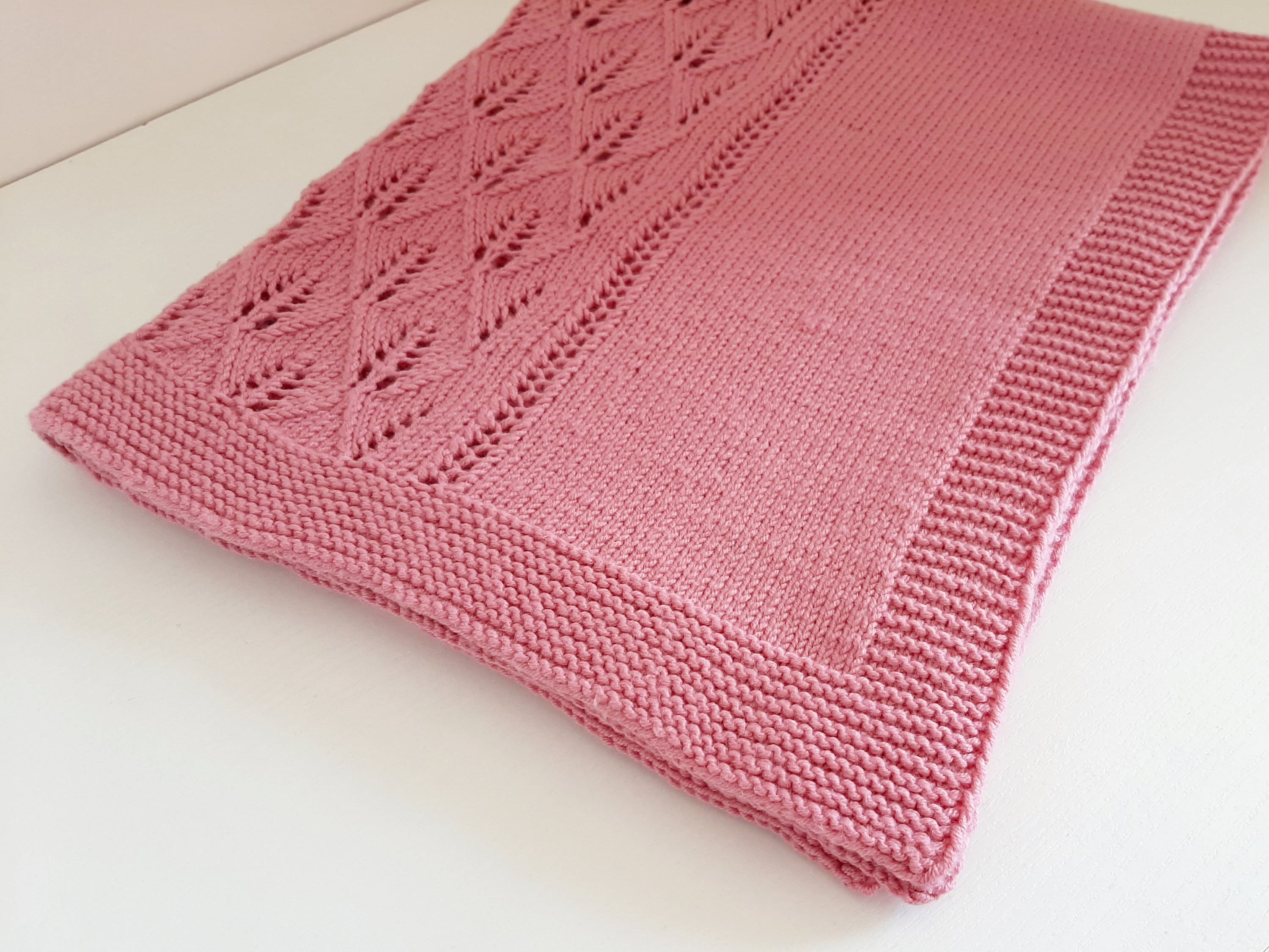 Knitted Baby Blanket / Knitted Baby Lace Blanket / Hand Knit Etsy UK