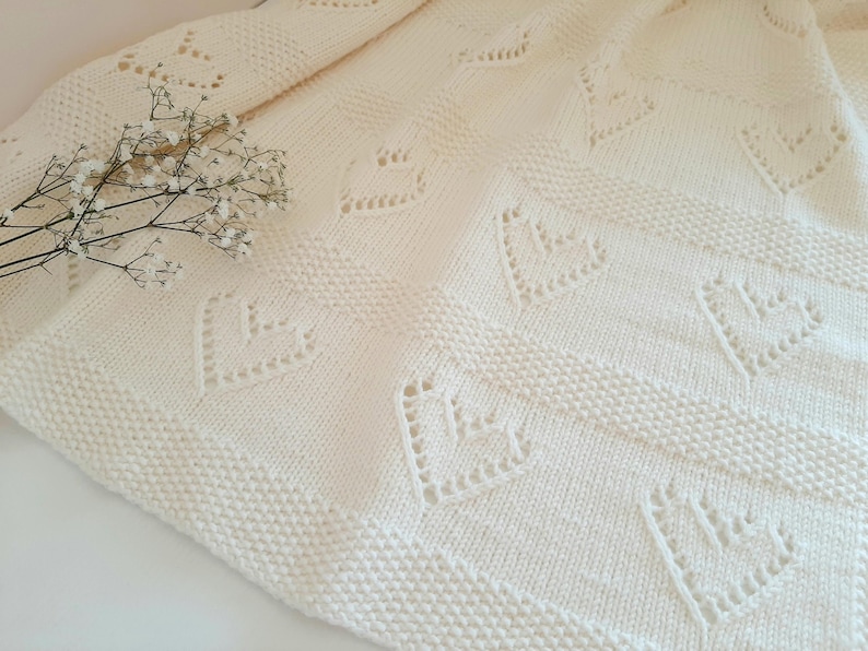 Heart Baby Blanket Knit Pattern - Beginner Friendly Heart Knitting ...